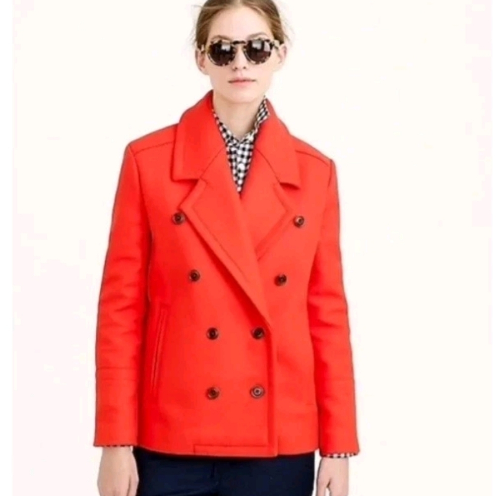 J.‎ Crew Melton Wool Women’s Peacoat Brilliant Flame Red Classic Size 6